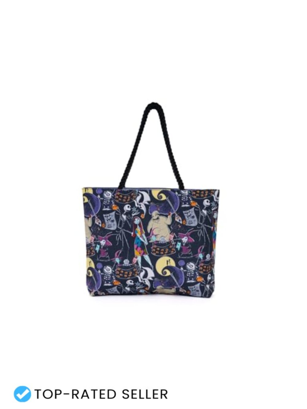Disney Tote Bag with Jack Skellington Sally Zero Print - Polyester Canvas